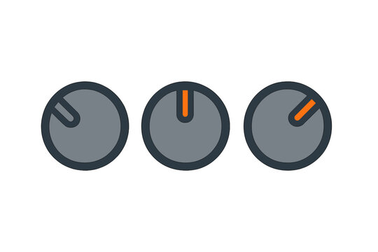 Interface element showing three circular rotary knobs for sound adjustment or parameter control