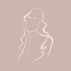 Aesthetic woman collage element, drawing illustration