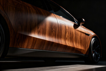 Car with wood grain exterior