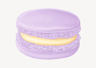 Purple macaroon, cute dessert illustration
