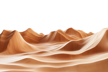 Abstract 3d landscape of sand dunes isolated on transparent background. Sand dunes isolated on white background.