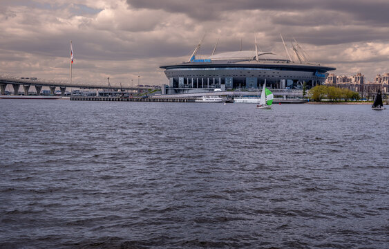 Krestovsky bridge St. Petersburg in Russia on May 17, 2025.