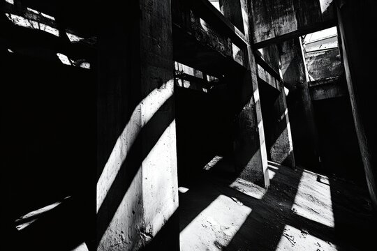 Fototapeta Black and white photo of city street shadows