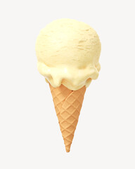 3D vanilla ice-cream cone, element illustration