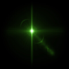 Green sunburst lens flare effect