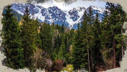 Mountainous forest scene
