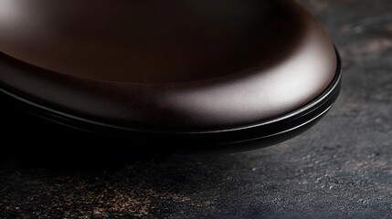 Close up dark brown glossy surface with black border on textured background