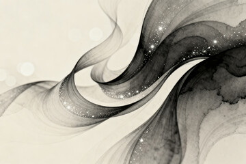 Abstract flowing lines with sparkles
