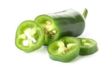 Sliced green jalapeno pepper isolated on white