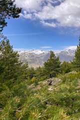 Hiking trail to Mulhacen peak in the spring in Sierra Nevada National Park, Spain