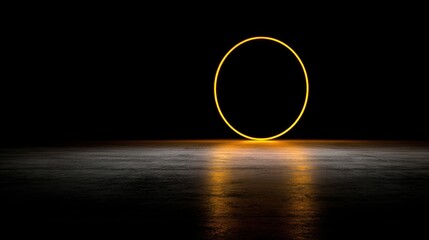 Circle of light in dark vibrant circular glow pierces deep shadows creating striking contrast pure light against absence of illumination