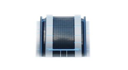 Modern office building facade isolated on white background, showcasing contemporary architecture and design elements