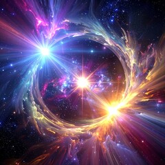 Two vibrant stars ignite a cosmic ring