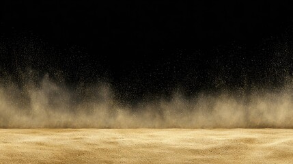 Man throws sand into air person propels sand upwards creating a cloud of fine particles in the open environment