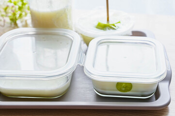 フルーツ寒天作り　冷やす前