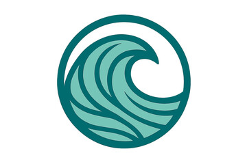 Abstract ocean wave cresting inside a circular frame symbolizing water movement and surfing lifestyle