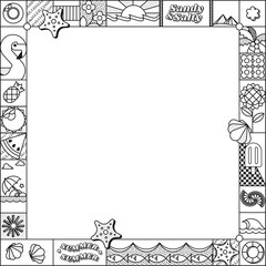 Summer doodle frame, social media post background