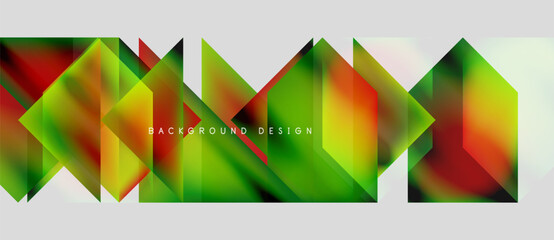 Fototapeta premium Abstract geometric shapes blend vibrant colors. Gradient transitions create dynamic visual texture. Modern design element for backgrounds.