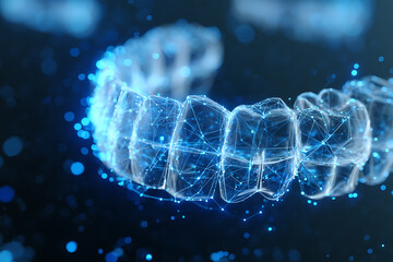 デジタルネットワークに包まれた歯列模型の3Dビジュアル