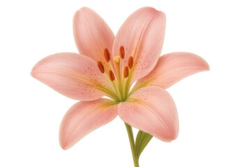 Fototapeta premium Pink lily flower botanical illustration on transparent background showcasing petals and stamen