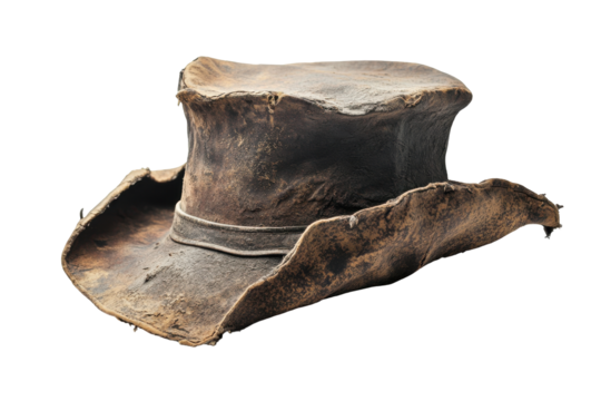 Antique distressed top hat isolated on transparent background. Uncle sam hat decoration isolated on white background.