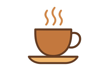 Simple stylized icon of a steaming hot beverage cup resting on a saucer
