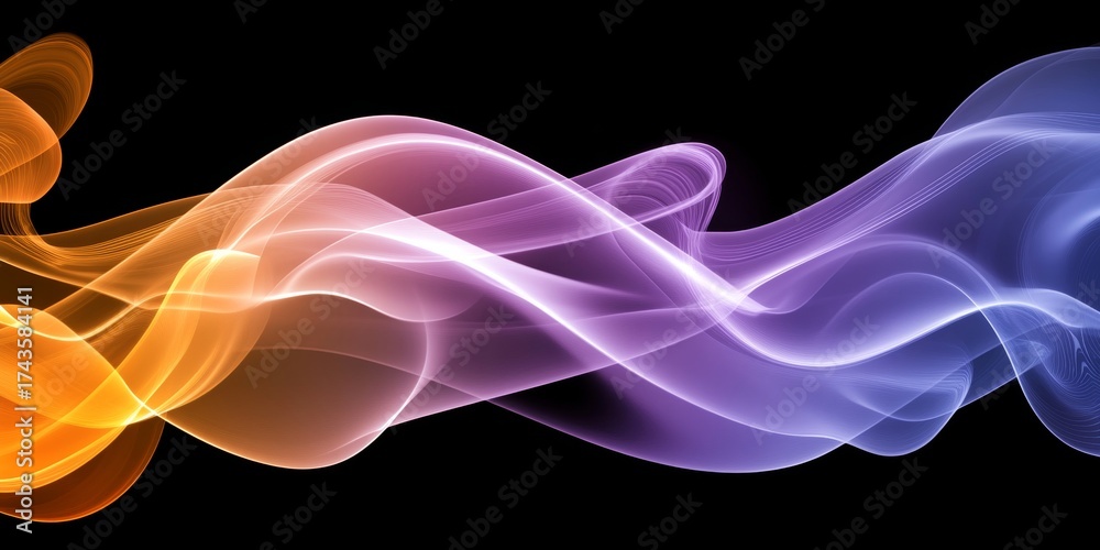 Canvas Prints vibrant abstract energy field with orange, blue, and magenta undulating waveforms and gradients