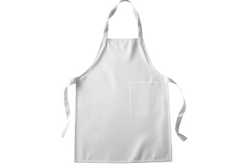 White fabric apron with ties isolated on transparent background. White blank kitchen apron isolated on white background.