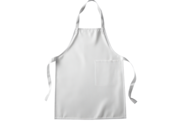 White fabric apron with ties isolated on transparent background. White blank kitchen apron isolated on white background.
