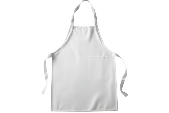 White fabric apron with ties isolated on transparent background. White blank kitchen apron isolated on white background.