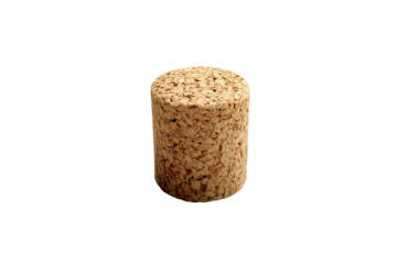Natural cork stopper for wine bottle isolated on transparent background. Wine cork isolated on white background.