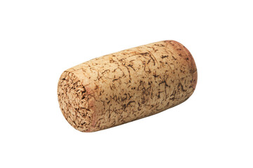 Natural cork stopper for wine bottle isolated on transparent background. Wine cork isolated on white background.