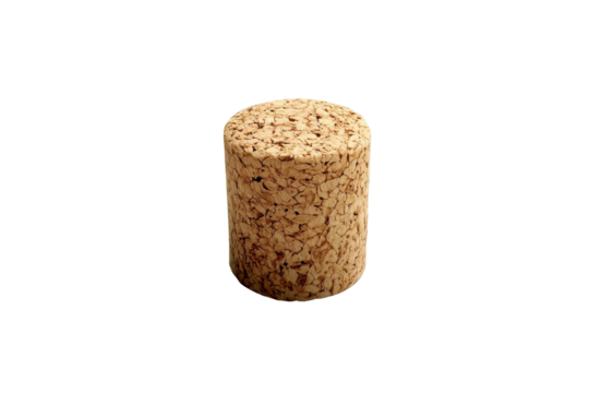 Natural cork stopper for wine bottle isolated on transparent background. Wine cork isolated on white background.