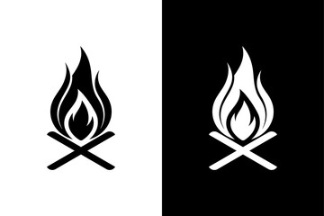 Realistic Fire Flame Icon, Minimal Heat Symbol.