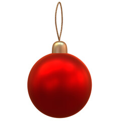3D Red christmas ball on transparent background