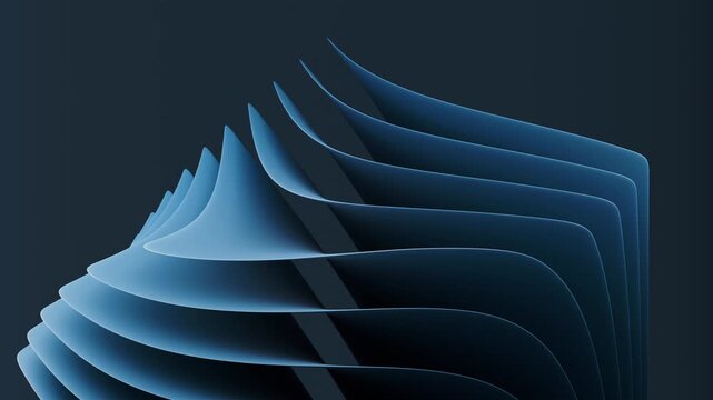 Minimal abstract design of fluid shapes and blue geometric forms