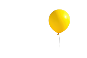 A single bright yellow balloon floating isolated on transparent background.