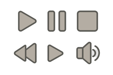 Basic media player control icons set including play pause stop and volume symbols