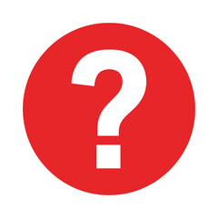 Bold red circle featuring a prominent black question mark symbol graphic vector