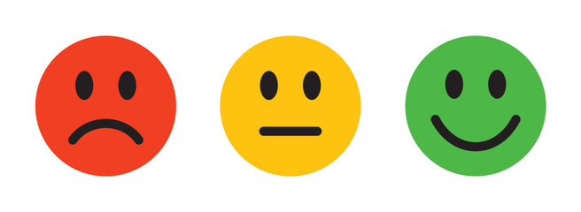Set of different emotion emojis - colorful emoticons - x3