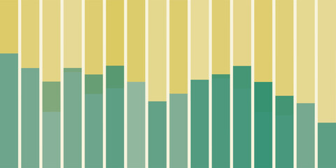 Chart like geometric design with vertical yellow, brown and green rectangles, bars on a dark background. Modern minimal design, perfect for digital art, creative projects, and contemporary decoration.
