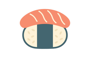 Minimalist flat design graphic of traditional Japanese salmon nigiri sushi
