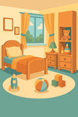 Children's room with toys. Leaflet. Brochure.