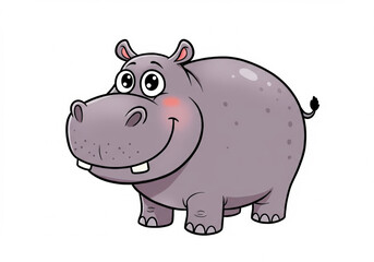 Obraz premium Cartoon hippopotamus on a white background