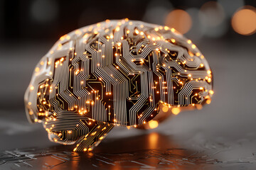 Digital Mind: An intricately designed, glowing representation of the human brain, interwoven with circuit board pathways. This image encapsulates the fusion of technology and the human intellect.