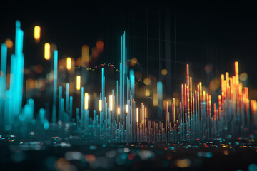 Data Visualization: A captivating display of data streams, illuminated by vibrant colors, representing complex information and trends.