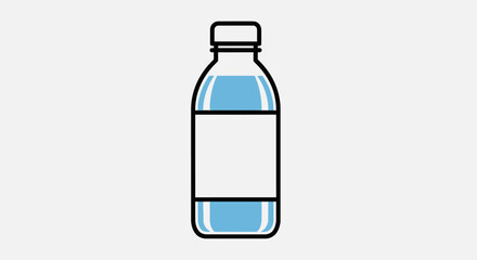 Simple water bottle illustration promoting hydration and health benefits against a clean background