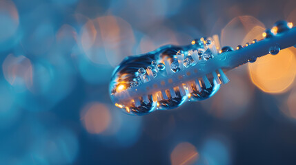 A toothbrush on a wet surface.