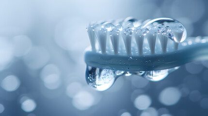 A toothbrush on a wet surface.