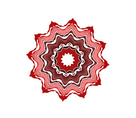Modern Art Mandala in Red with Radiant Spiral Petals and High-Contrast Background